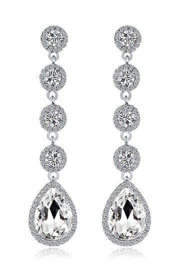 Bridal White Clear Crystal Wedding Earrings